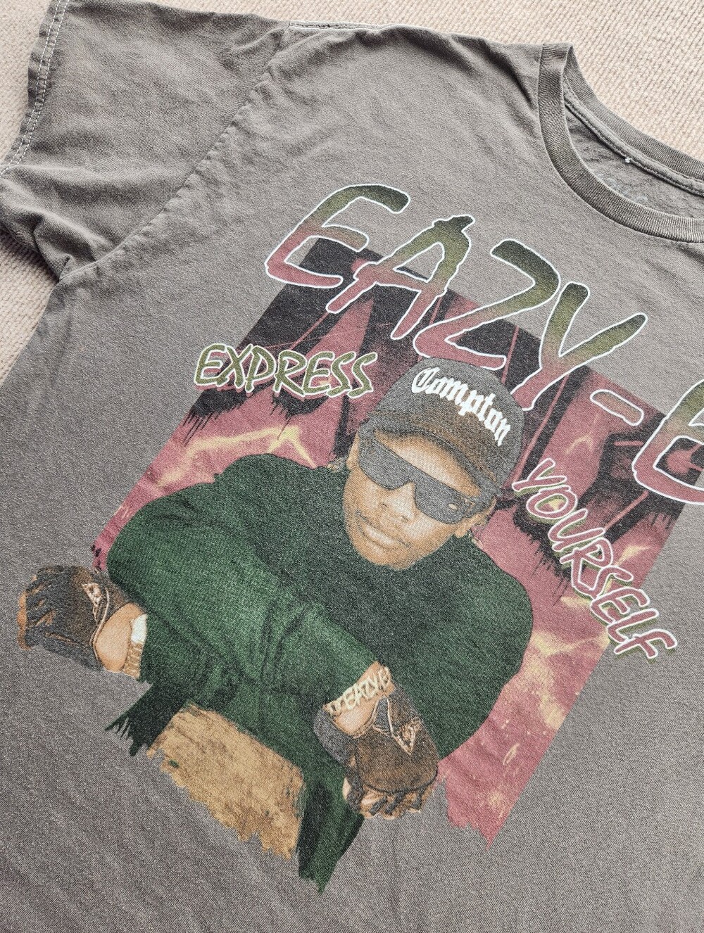 Eazy-E Ruthless Records Graphic T-Shirt Gray Men's Short Sleeve Crew Neck XL